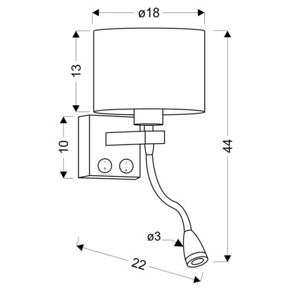 LED Lankstus šviestuvas POLO 1xE27/40W+LED/2W 230V juodas