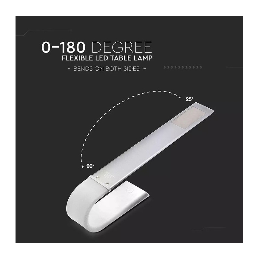LED lankinė reguliuojamo ryškumo stalinė lempa LED/6,5W/5V 2000 mAh 3000K/4500K/6000K