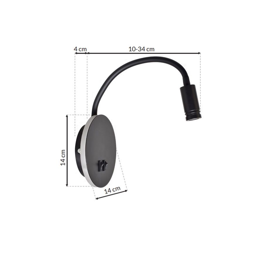LED Lanksti sieninė lempa BASE 1xLED/8W+1xLED/2W/230V juoda/sidabrinė