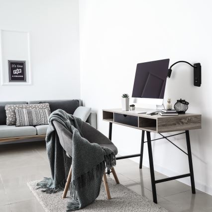 LED lanksti sieninė lempa su USB BASE LED/8W+LED/2W/230V juoda