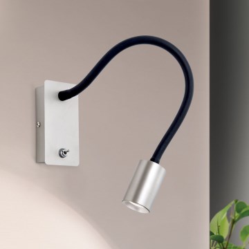 LED Lankstus mažas siena lempa KURT LED/5W/230V sidabras