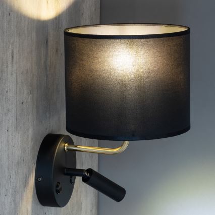 Lanksčias LED šviestuvas RICHI 1xE27/15W/230V + LED/3W/230V juodas