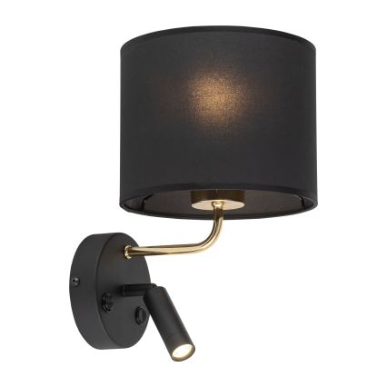 Lanksčias LED šviestuvas RICHI 1xE27/15W/230V + LED/3W/230V juodas