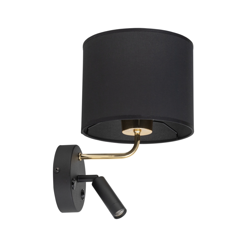 Lanksčias LED šviestuvas RICHI 1xE27/15W/230V + LED/3W/230V juodas