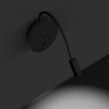 LED Lankstus wall mažas lempa BASE 1xLED/8W+1xLED/2W/230V juoda/sidabras