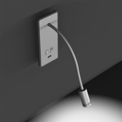 LED Lankstus wall mažas lempa Su USB BASE 1xLED/8W+1xLED/2W/230V balta