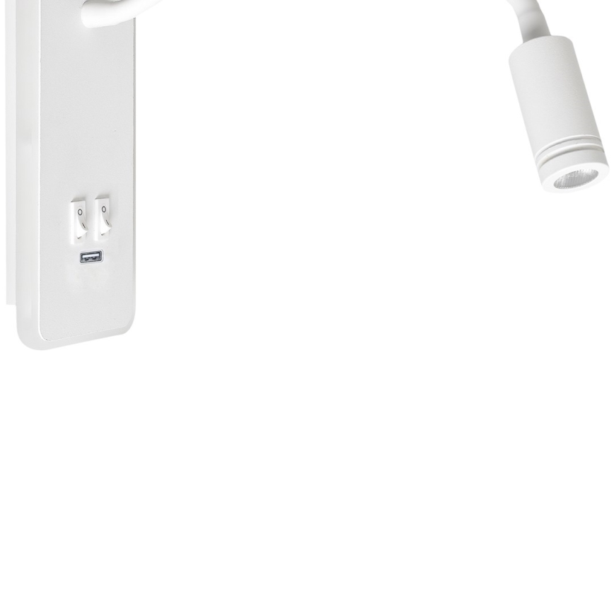 LED Lankstus wall mažas lempa Su USB BASE 1xLED/8W+1xLED/2W/230V balta