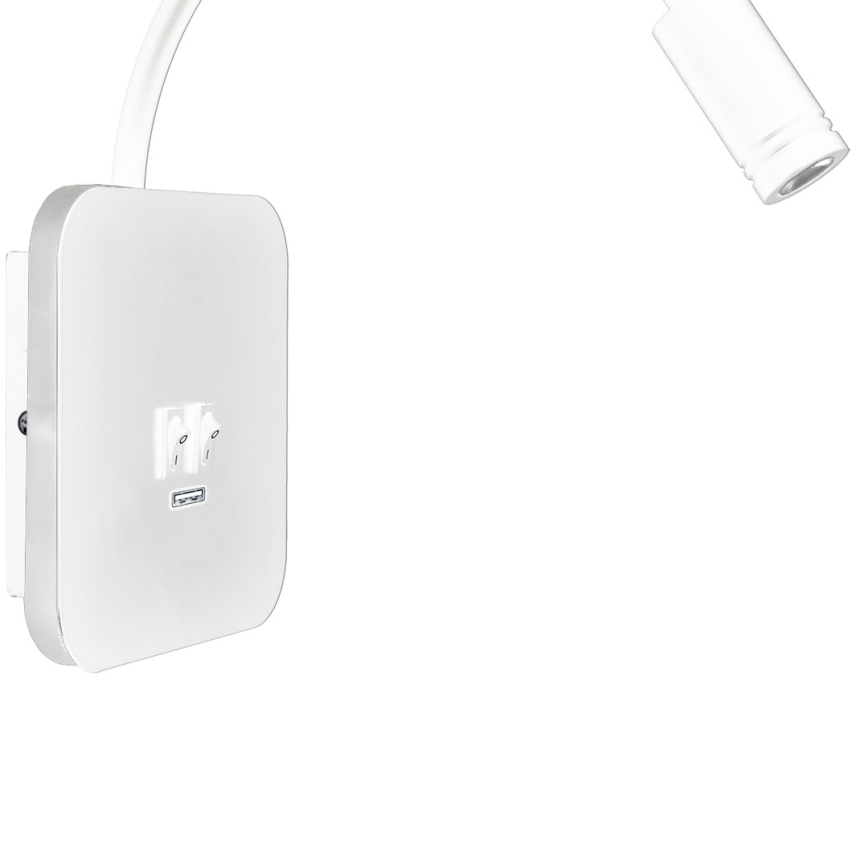 LED Lankstus wall mažas lempa Su USB BASE 1xLED/8W + 1xLED/2W/230V balta