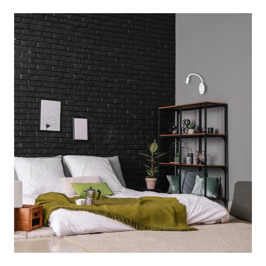 LED Lankstus wall mažas lempa Su USB BASE 1xLED/8W+1xLED/2W/230V balta/sidabras