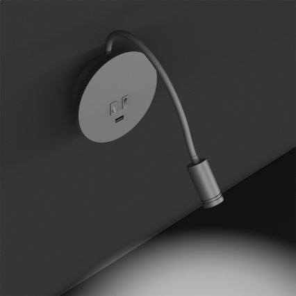 LED Lankstus wall mažas lempa Su USB BASE 1xLED/8W+1xLED/2W/230V balta/sidabras