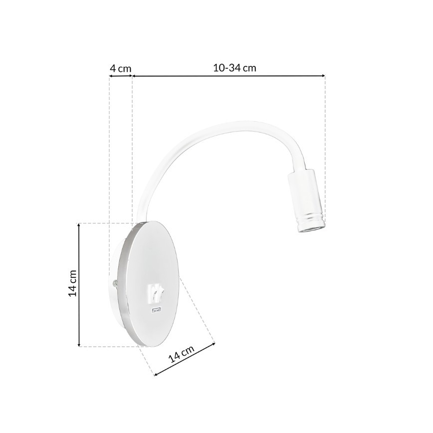 LED Lankstus wall mažas lempa Su USB BASE 1xLED/8W+1xLED/2W/230V balta/sidabras