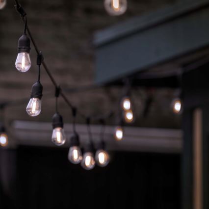 LED lauko dekoratyvinė girlianda 10xE27/1W/230V 6,44 m IP44 juoda