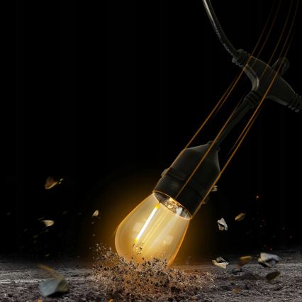 LED lauko dekoratyvinė girlianda 10xE27/1W/230V 6,44 m IP44 juoda