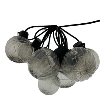 LED lauko dekoratyvinė girlianda 10xLED/0,15W/230V 6,8 m IP44 juoda/dūminė