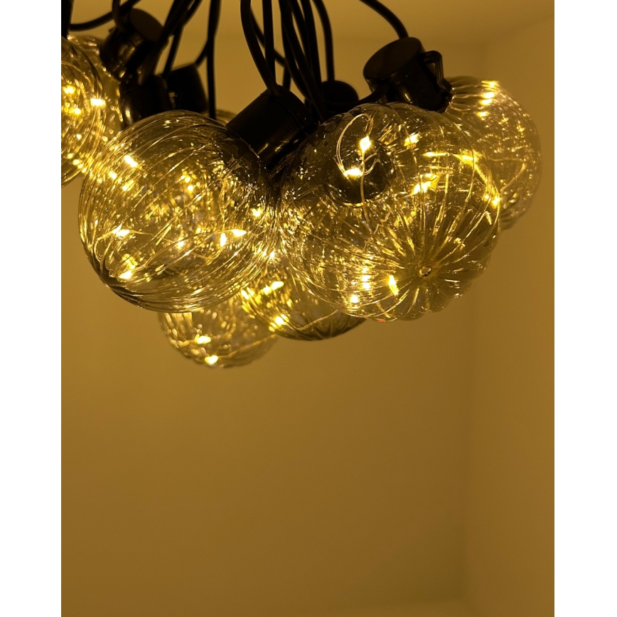 LED lauko dekoratyvinė girlianda 10xLED/0,15W/230V 6,8 m IP44 juoda/dūminė