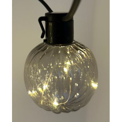 LED lauko dekoratyvinė girlianda 10xLED/0,15W/230V 6,8 m IP44 juoda/dūminė
