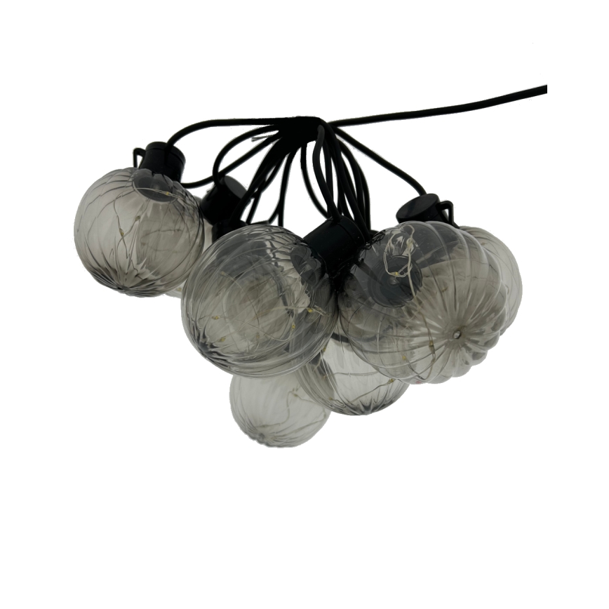 LED lauko dekoratyvinė girlianda 10xLED/0,15W/230V 6,8 m IP44 juoda/dūminė