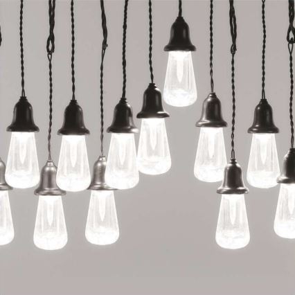 LED lauko dekoratyvinė girlianda 16 LED, 8,6 m, IP44, šaltai balta