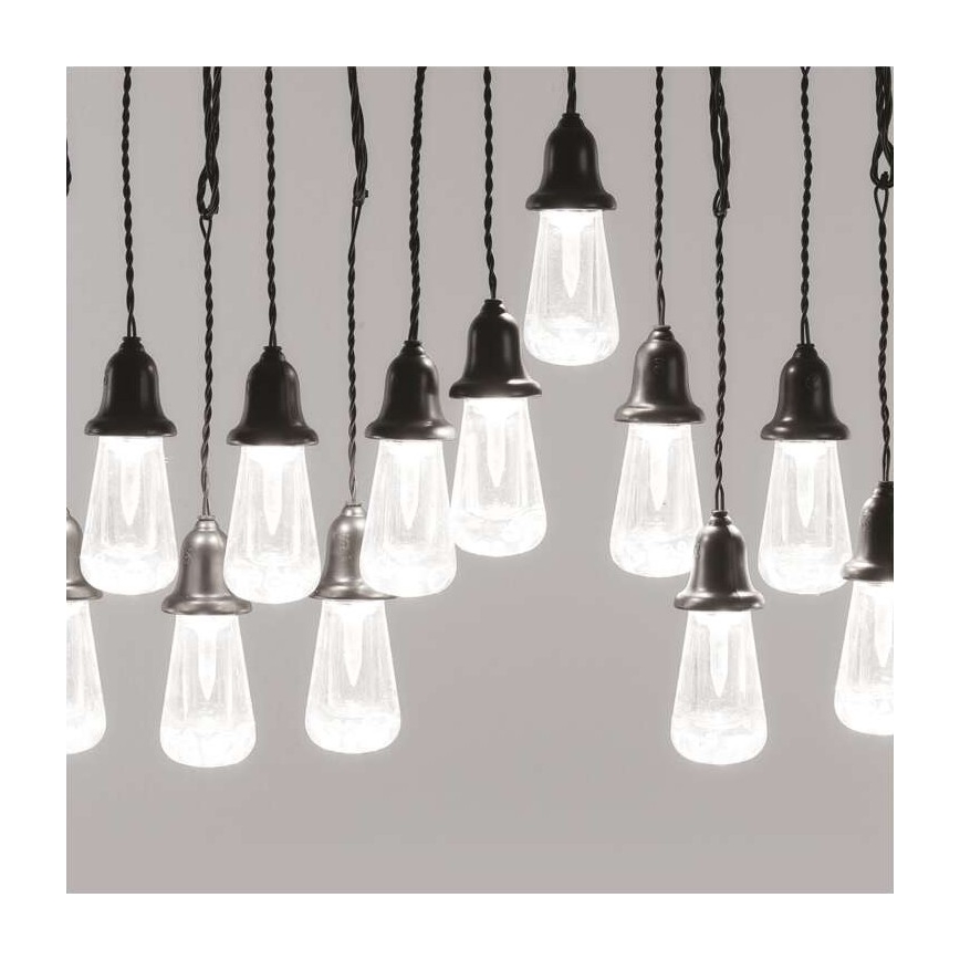 LED lauko dekoratyvinė girlianda 16 LED, 8,6 m, IP44, šaltai balta