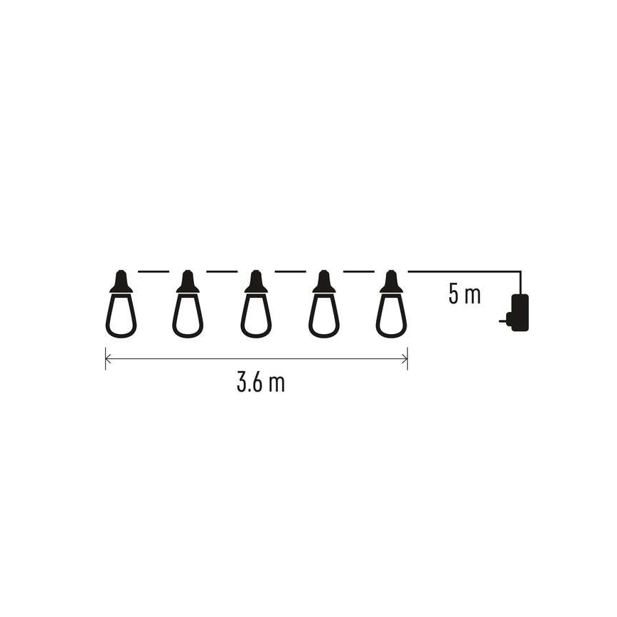 LED lauko dekoratyvinė girlianda 16 LED, 8,6 m, IP44, šaltai balta