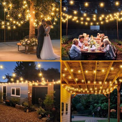 LED lauko dekoratyvinė girlianda 20xE12/1W/230V 20 m IP65 juoda