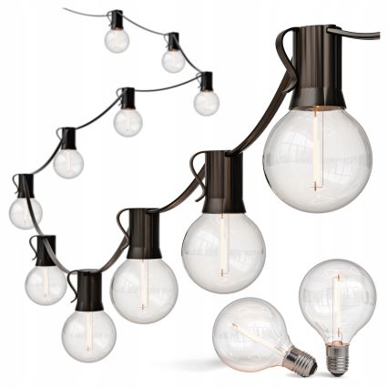 LED lauko dekoratyvinė girlianda 20xE12/1W/230V 20 m IP65 juoda