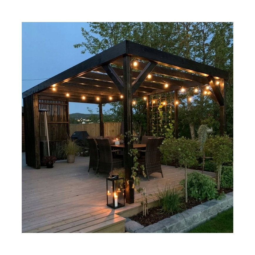 LED lauko dekoratyvinė girlianda 20xE27/1W/230V 11,44 m IP44 juoda