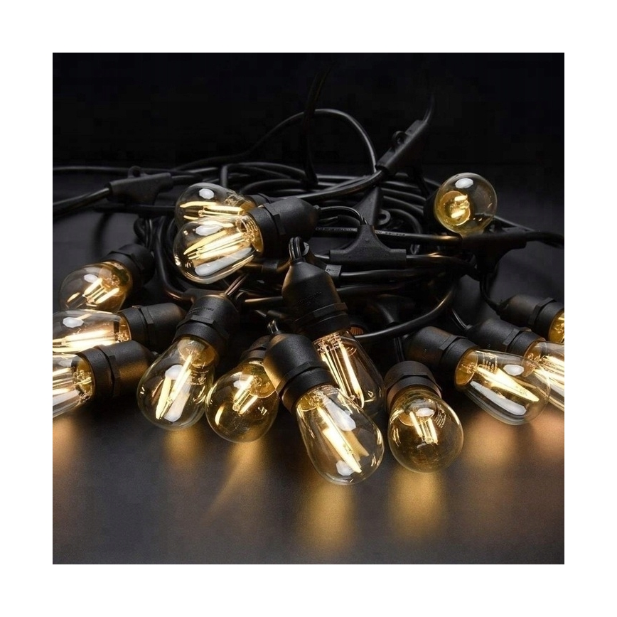 LED lauko dekoratyvinė girlianda 20xE27/1W/230V 11,44 m IP44 juoda