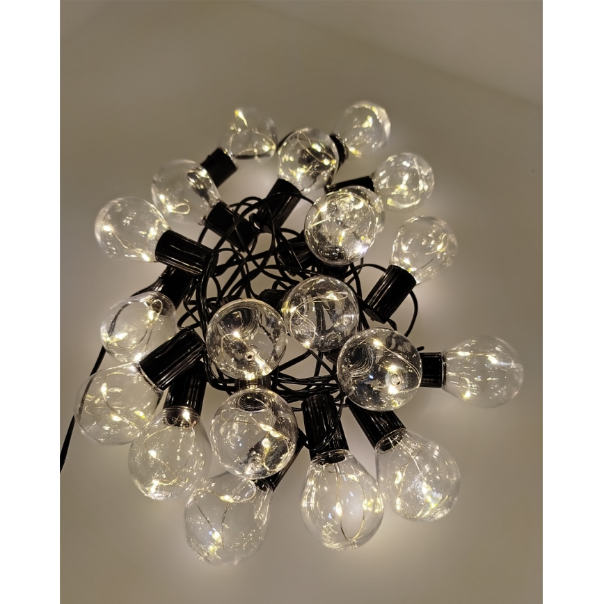 LED lauko dekoratyvinė girlianda 20xLED/0,075W/230V 5,8 m IP44 juoda