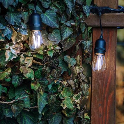 LED lauko dekoratyvinė girlianda 30xE27/1W/230V 16,44 m IP44 juoda