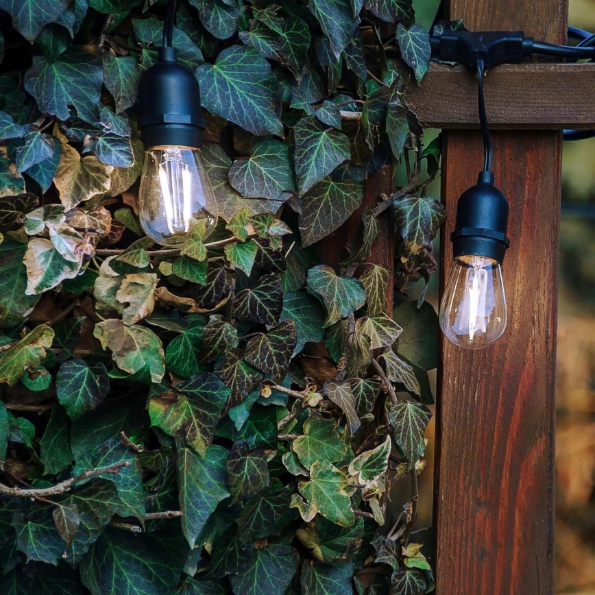 LED lauko dekoratyvinė girlianda 30xE27/1W/230V 16,44 m IP44 juoda