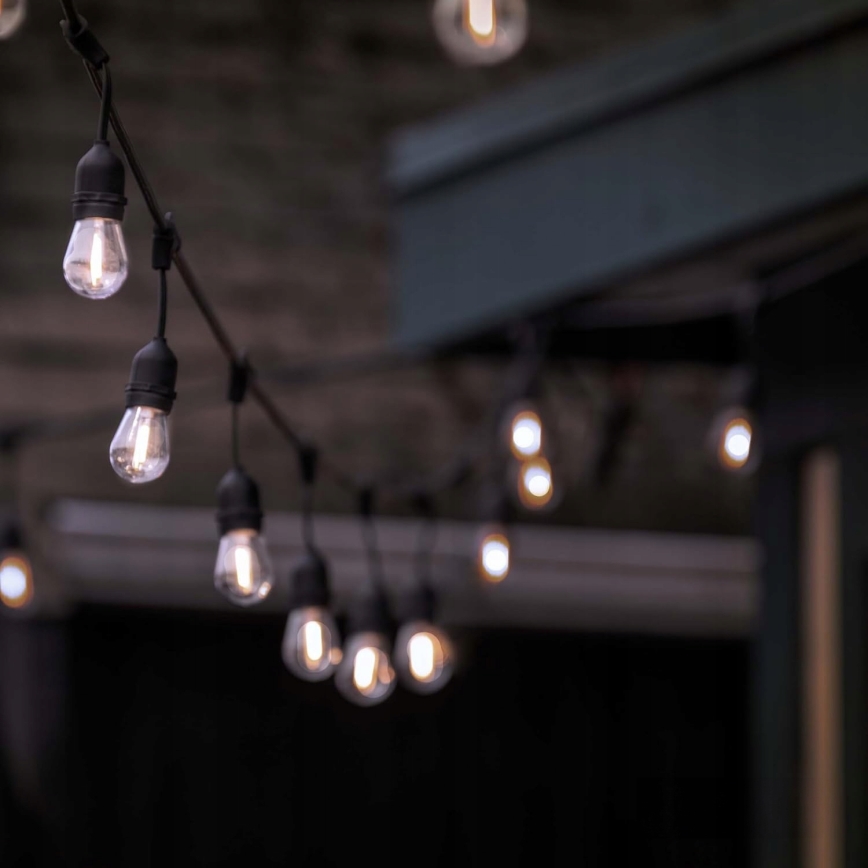 LED lauko dekoratyvinė girlianda 30xE27/1W/230V 16,44 m IP44 juoda