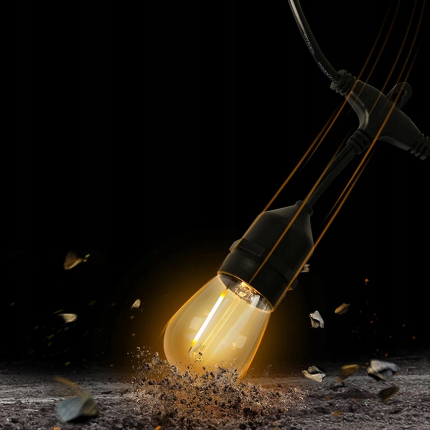 LED lauko dekoratyvinė girlianda 30xE27/1W/230V 16,44 m IP44 juoda