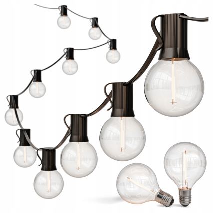 LED lauko dekoratyvinė girlianda 36xE12/1W/230V 22,35 m IP65 juoda