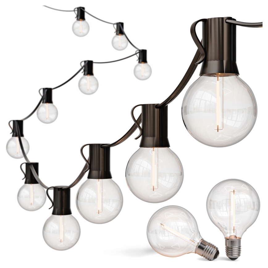 LED lauko dekoratyvinė girlianda 36xE12/1W/230V 22,35 m IP65 juoda