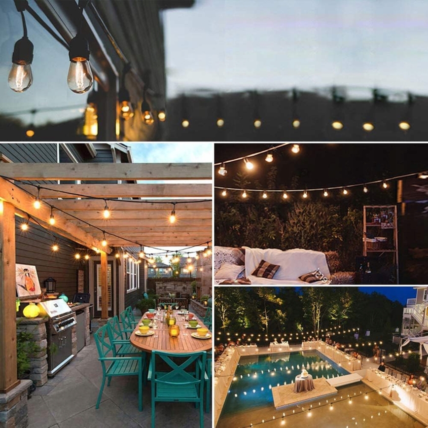 LED lauko dekoratyvinė girlianda 5xE27/1W/230V 5,94 m IP44 juoda