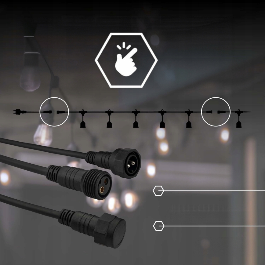 LED lauko dekoratyvinė girlianda 5xE27/1W/230V 5,94 m IP44 juoda