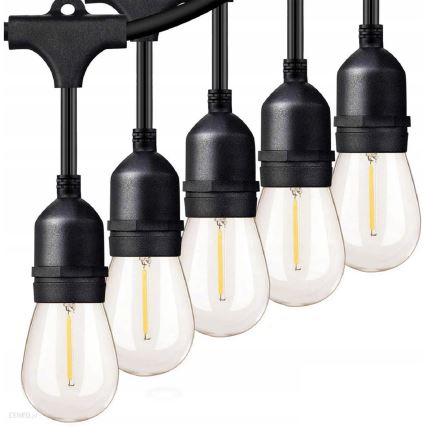 LED lauko dekoratyvinė girlianda 5xE27/1W/230V 5,94 m IP44 juoda