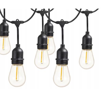 LED lauko dekoratyvinė girlianda 5xE27/1W/230V 5,94 m IP44 juoda