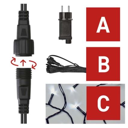 LED lauko girlianda 100xLED/15m IP44 šaltai balta