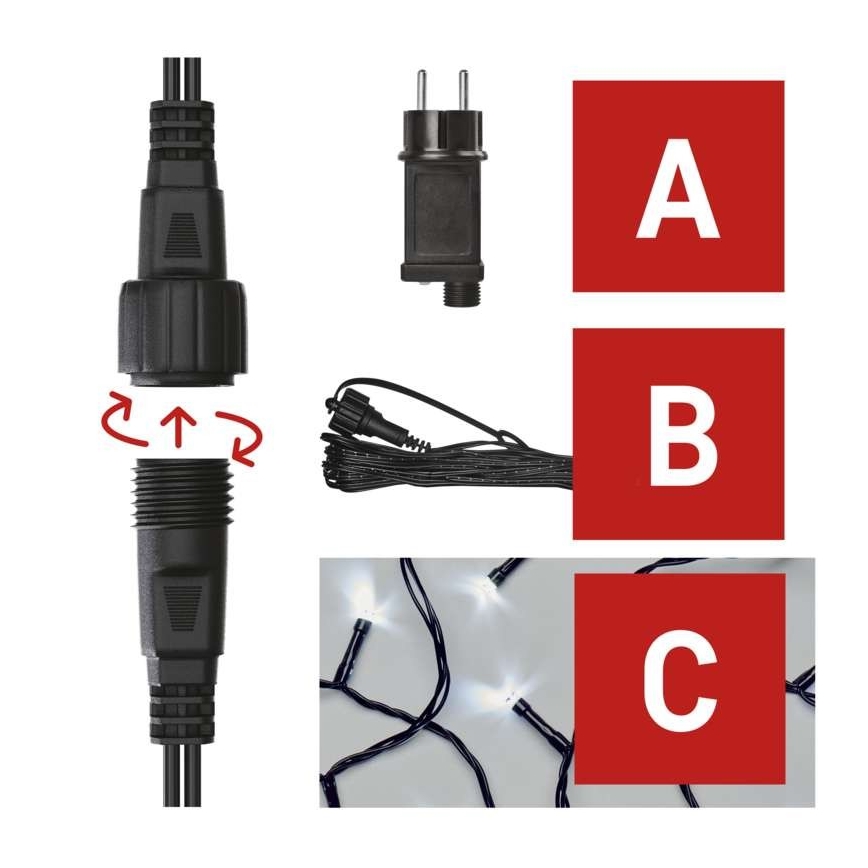 LED lauko girlianda 100xLED/15m IP44 šaltai balta