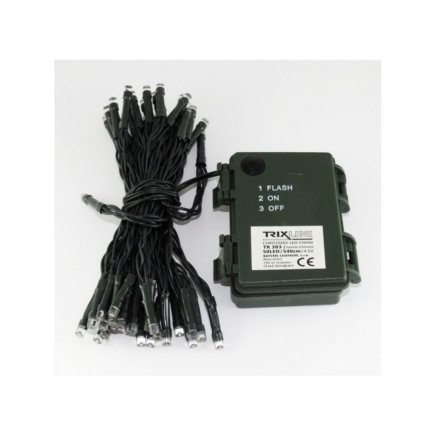 LED lauko girlianda 100xLED/2 funkcijos/3xAA 10,8m IP44 šiltai balta