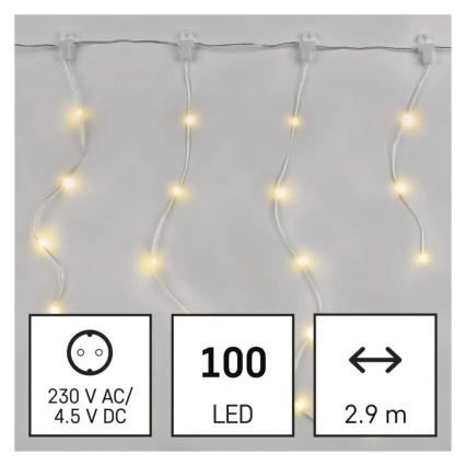 LED Lauko  girlianda 100xLED/8 funkcijų 7,9x0,7m IP44 šiltai balta