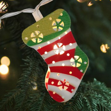 LED lauko girlianda 10xLED/2xAA 1,65 m IP44 šiltai balta kojinės