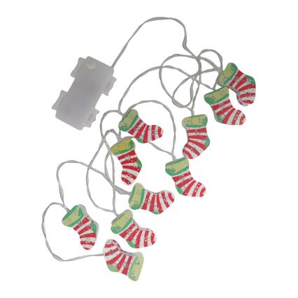 LED lauko girlianda 10xLED/2xAA 1,65 m IP44 šiltai balta kojinės