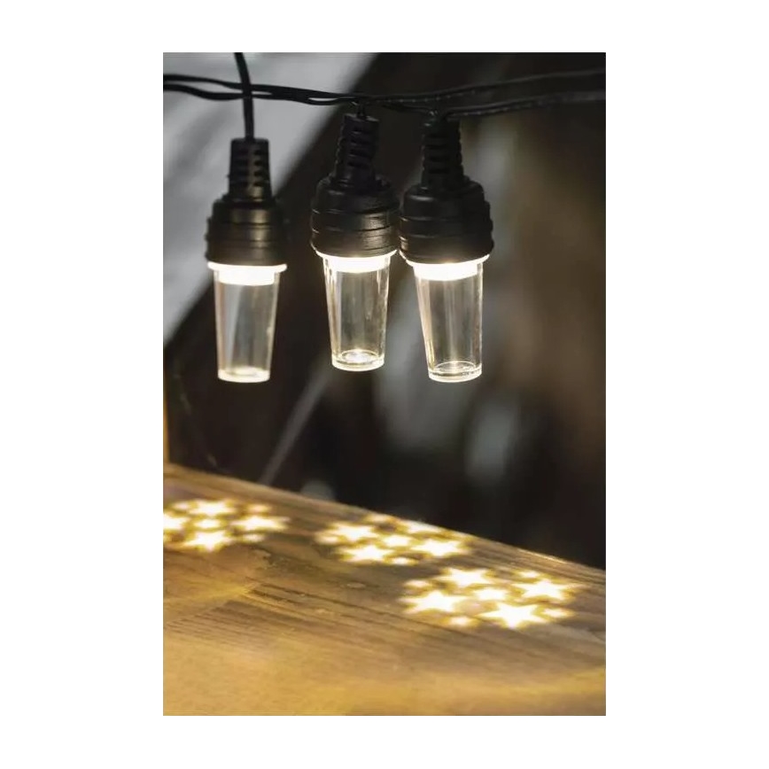 LED lauko girlianda 10xLED/9,5 m IP44 šaltai balta