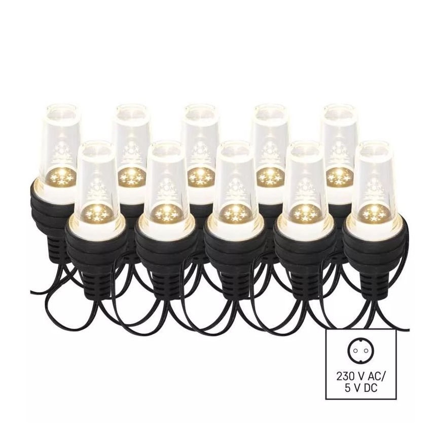 LED lauko girlianda 10xLED/9,5 m IP44 šaltai balta
