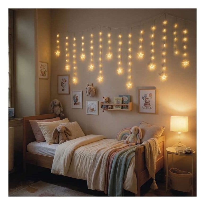 LED lauko girlianda 120xLED 3xAA 1,7 m IP44 šiltai balta