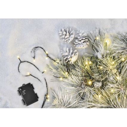 LED lauko girlianda 120xLED/3xAA 8,9m IP44 šiltai balta