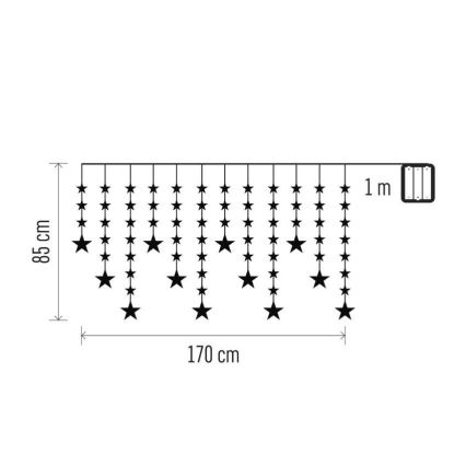 LED Lauko girlianda 120xLED/8 funkcijų 3xAA 1,7 m IP44 šaltai balta